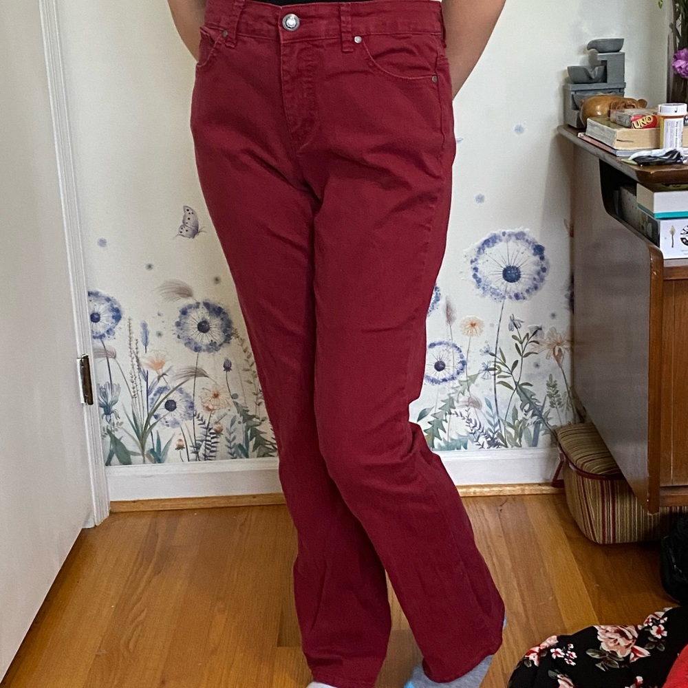 BANDOLINO red high rise jeans